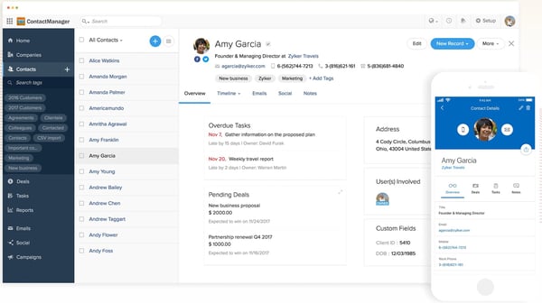 Zoho contact management software